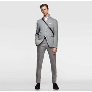 ZARA 2-piece contrast textured grey suit US38,US30